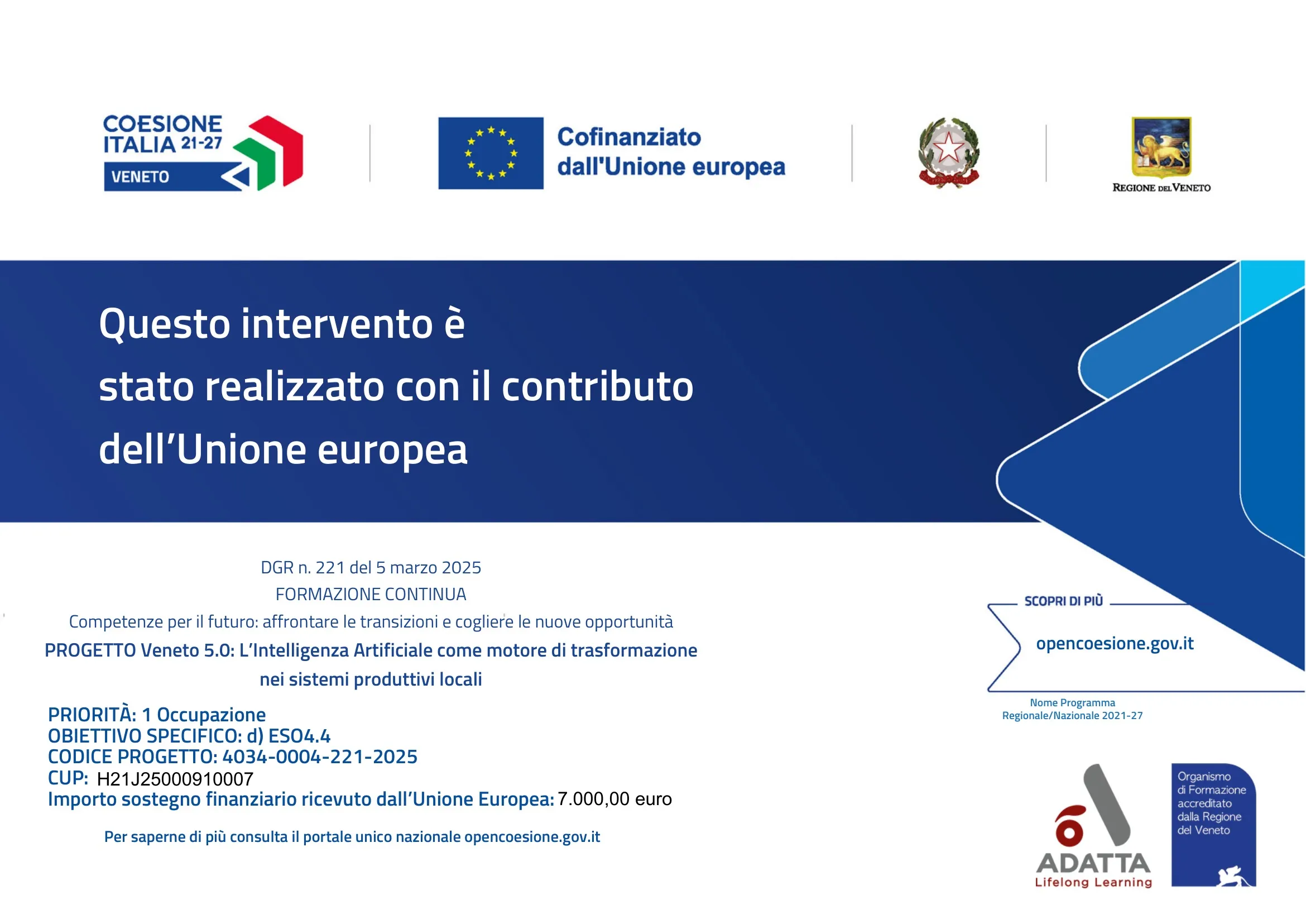 DGR n.221 del 5 Marzo 2025 - Formazione Continua